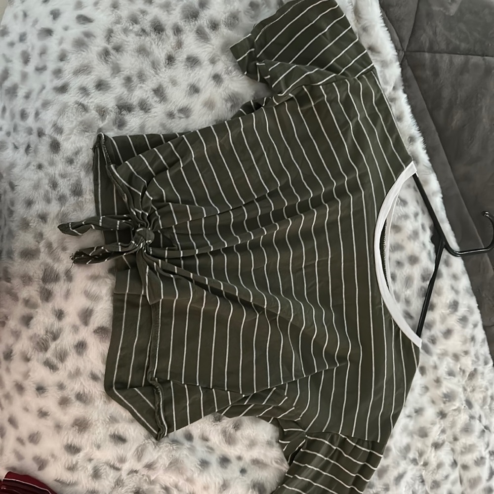 Green striped crop top